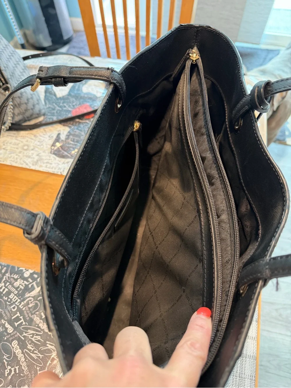 Michael Kors Black Saffiano Tote with Gold Hardware